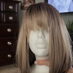 Stylish Brown Wig with Bangs